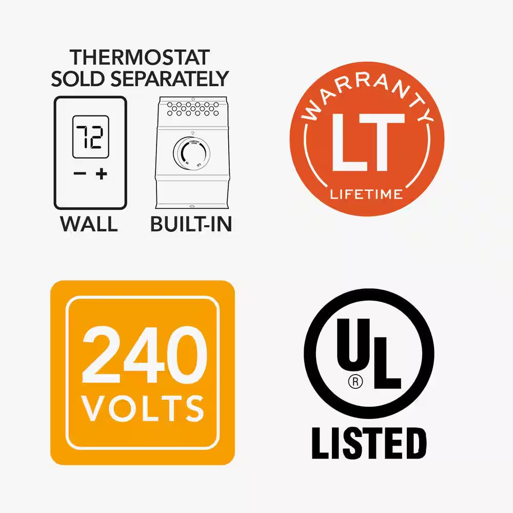 48 In. 240/208-Volt 1,000/750-Watt Electric Baseboard Heater in White