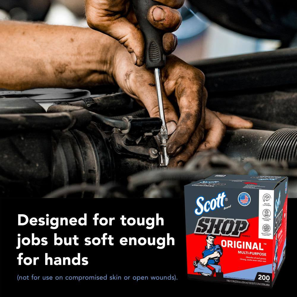 Blue Pop-Up Box Shop Towels (200/Box)