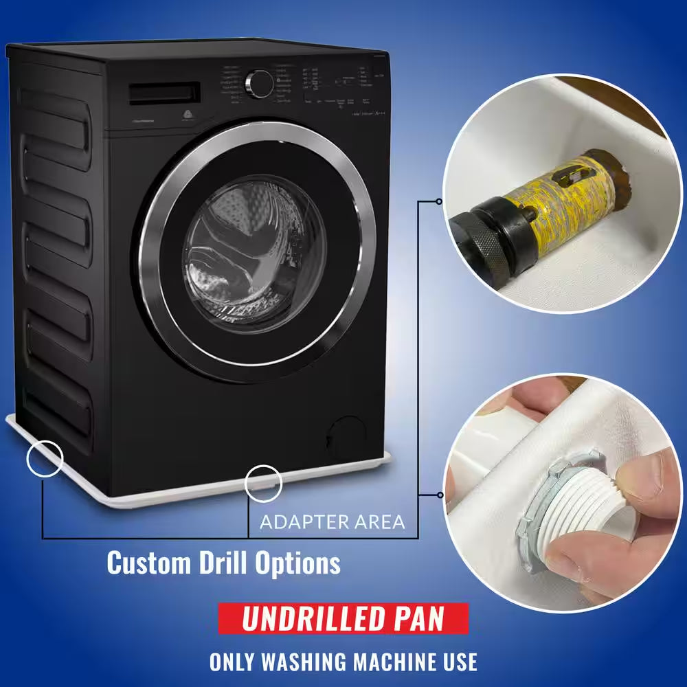 30 In. X 28 In. Plastic Washing Machine Drain Pan with Drainhose Adapter