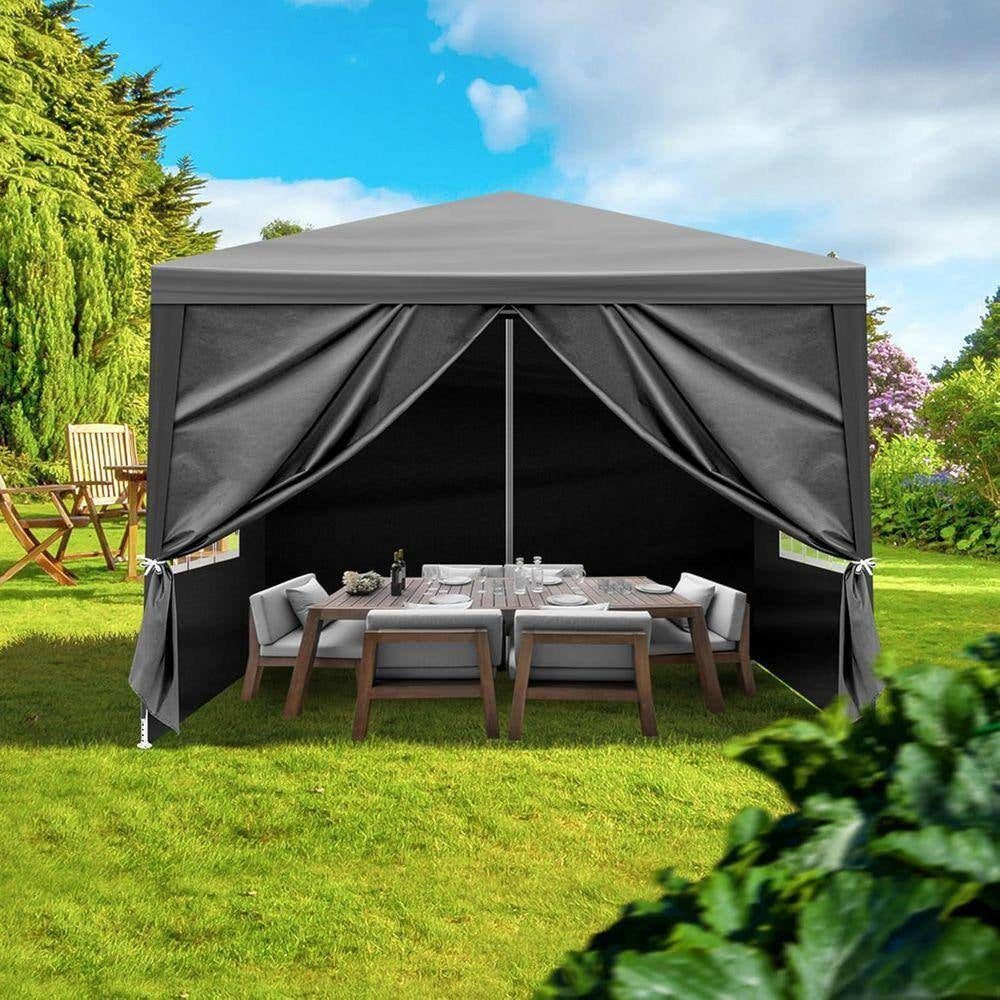 10 Ft. X 10 Ft. Gazebo Waterproof Outdoor Canopy Patio Tent Party Tent for Wedding BBQ Cater, Black