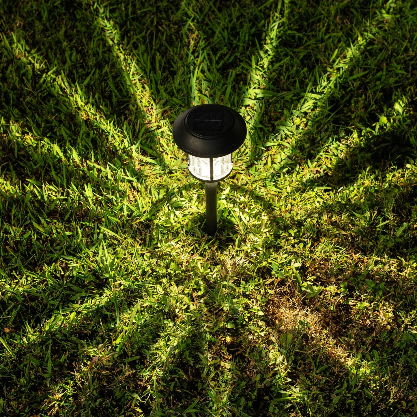 6 -Pack 10 -Lumens Matte Black Solar LED Outdoor Path Light Kit with Dusk-To-Dawn Sensor 3000-K