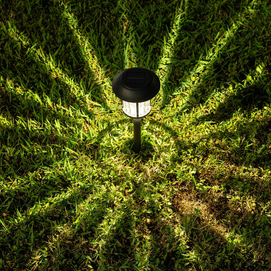6 -Pack 10 -Lumens Matte Black Solar LED Outdoor Path Light Kit with Dusk-To-Dawn Sensor 3000-K
