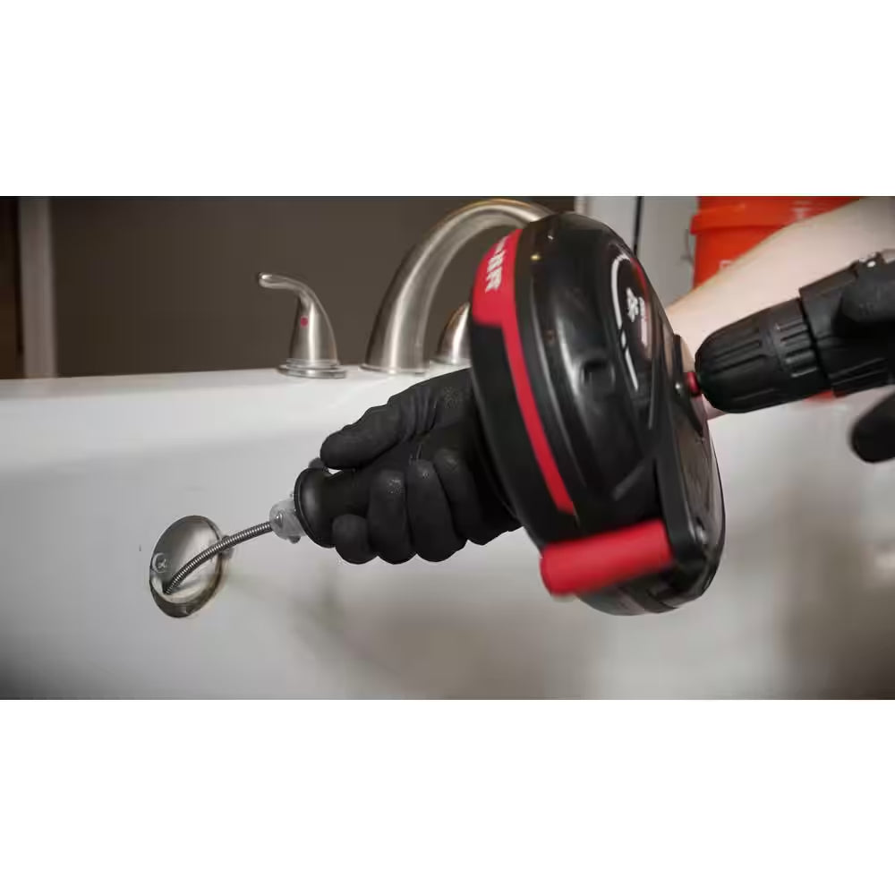 25 Ft. Power Drum Drain Snake Drill-Operated Auger for Sink, Tub and Shower Clogs