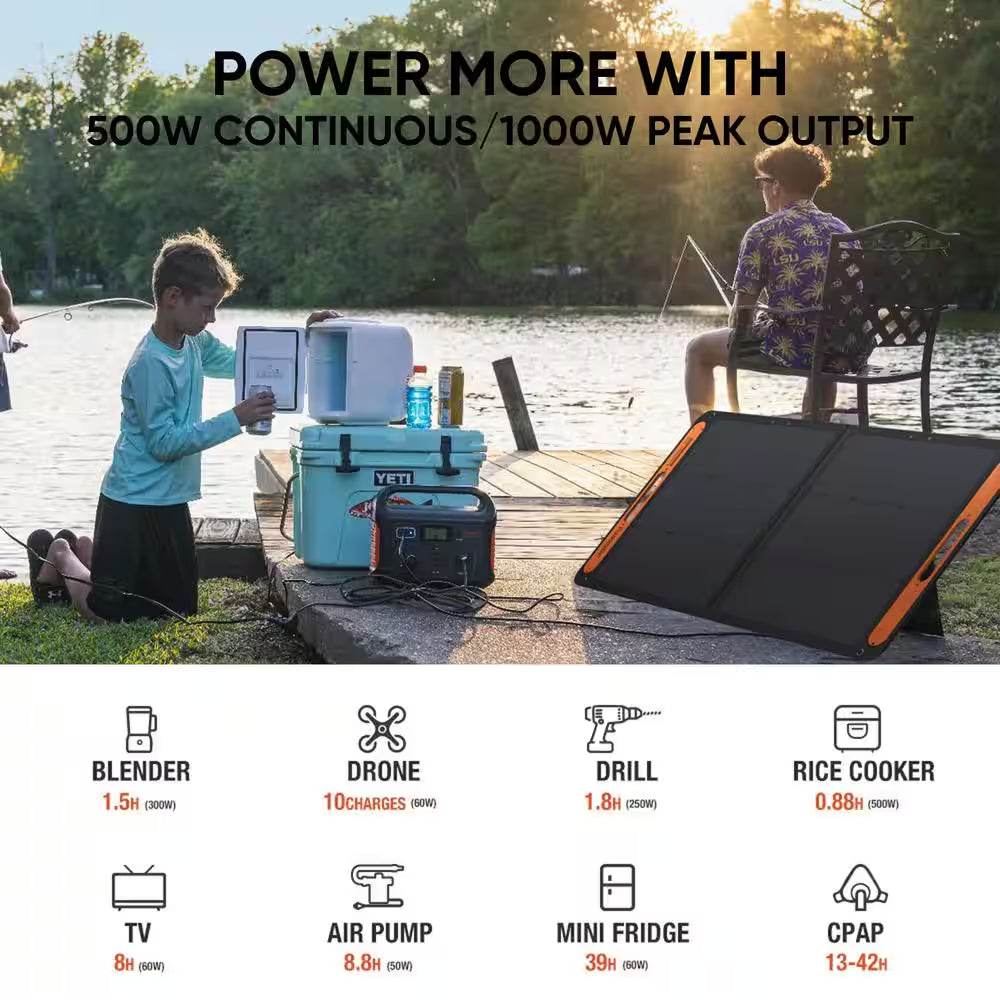 500-Watt Continuous/100-Watt Peak Output Power Station Explorer 550 Push Button Start Battery Generator for Outdoors