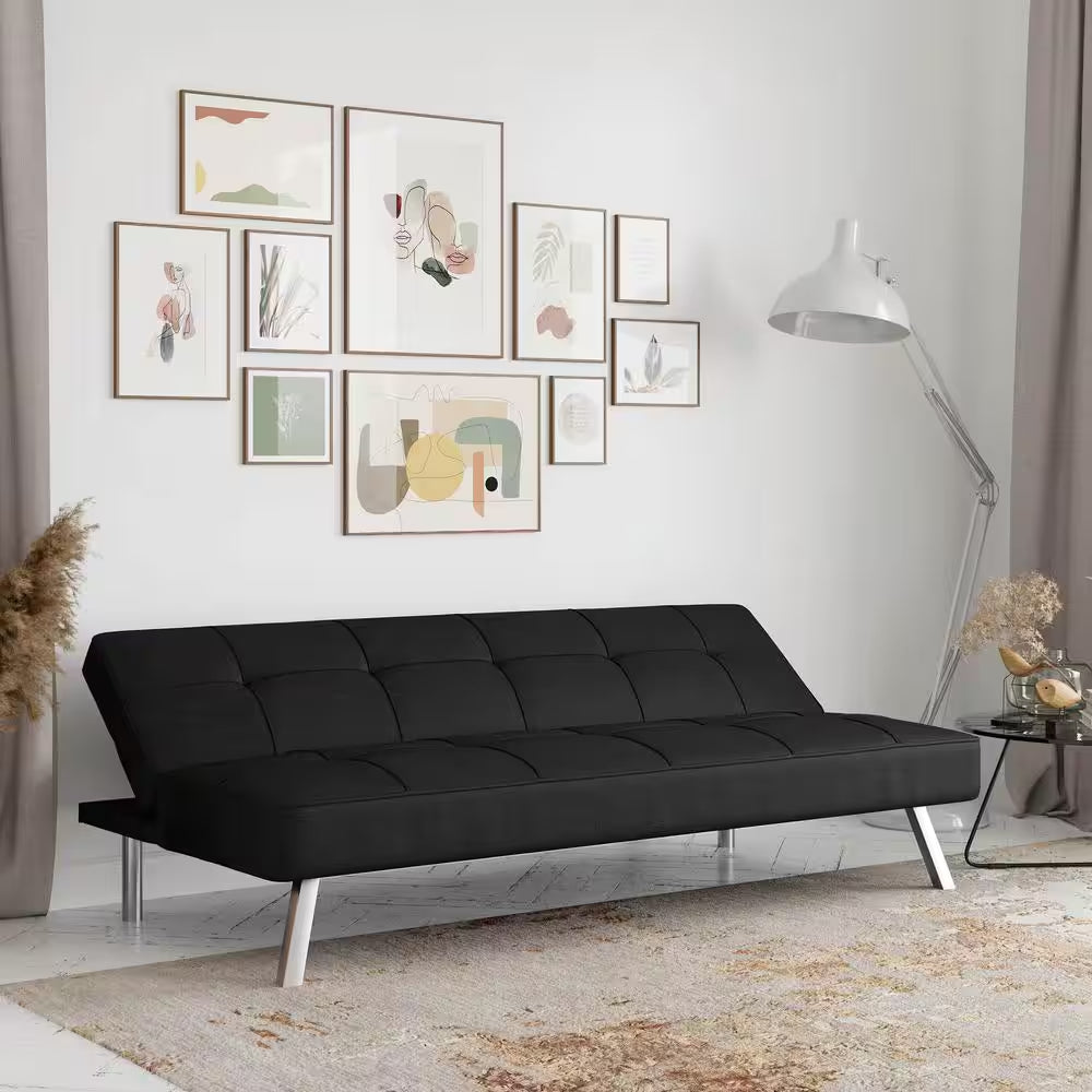 Calgiri 66 In. Armless 3-Seater Sofa in Black