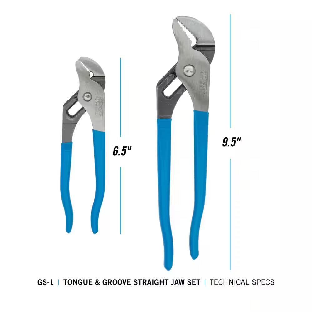 9.5 In. and 6.5 In. Tongue and Groove Pliers Set