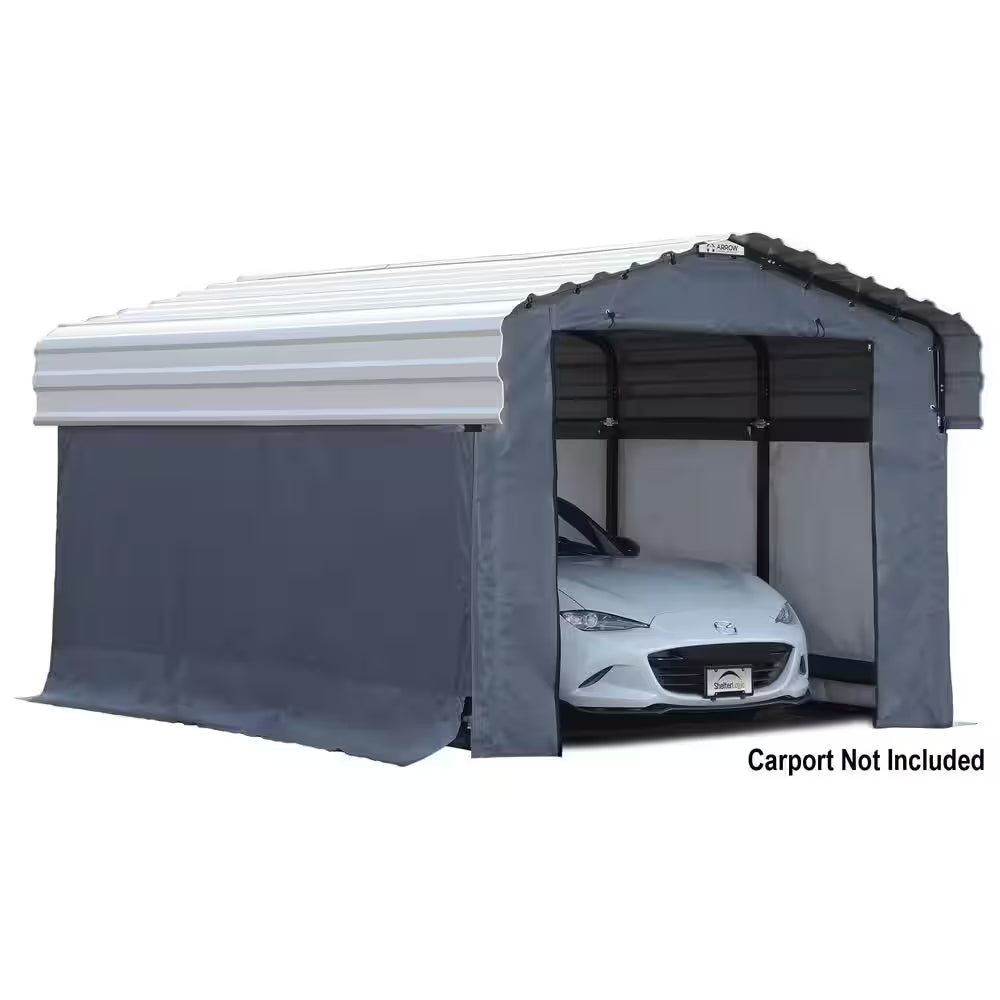 10 Ft. W X 15 Ft. D Enclosure Kit for Carport with Convenient Drive-Through Access and Heat-Sealed Seams