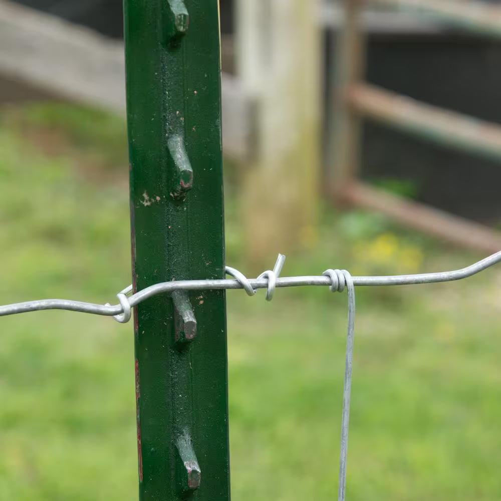 1-3/4 In. X 3-1/2 In. X 7 Ft. Green Steel Fence T-Post with Anchor Plate