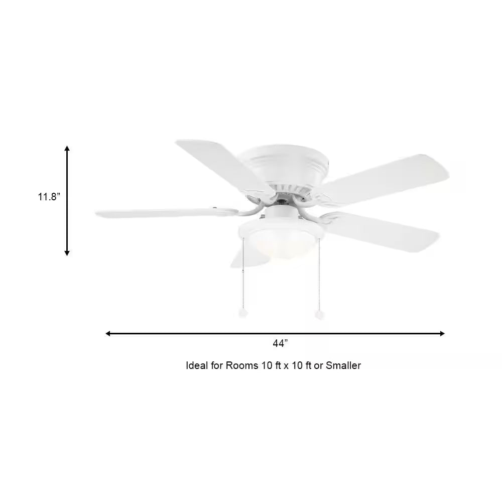 Hugger 44 In. LED Matte White Ceiling Fan