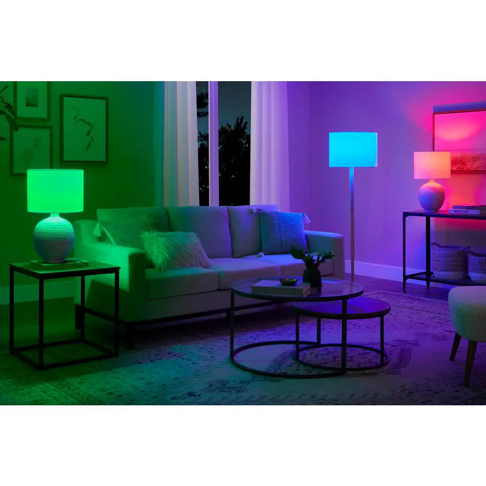 60-Watt Equivalent Smart A19 Color Changing CEC LED Light Bulb with Voice Control (4-Bulb) Powered by Hubspace