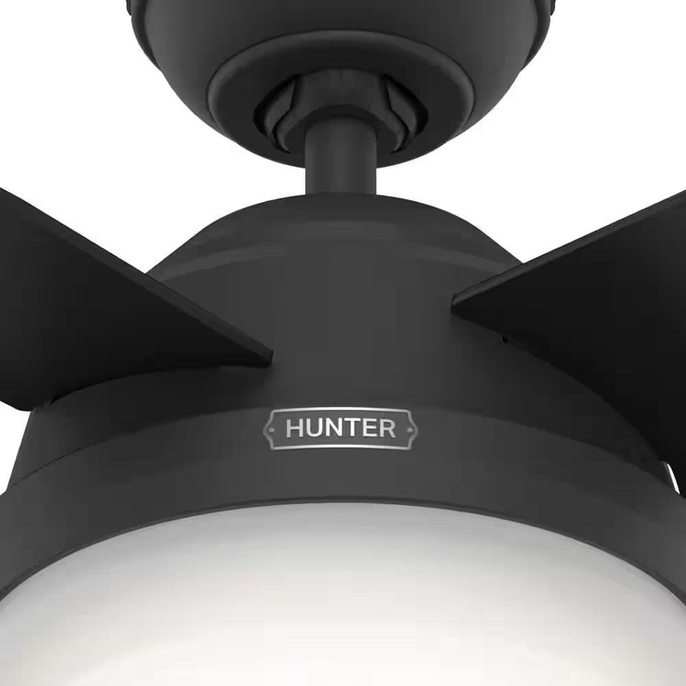 Dempsey 44 In. Indoor Matte Black Ceiling Fan with Remote and Light Kit Included