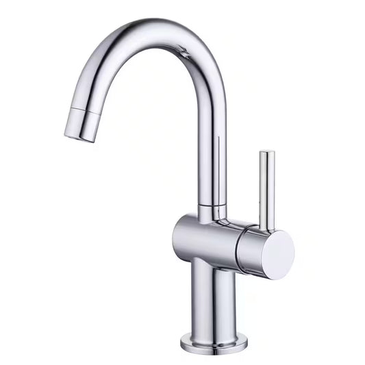 Dorind Single Hole Single-Handle Deck Mount High-Arc Bathroom Faucet in Polished Chrome