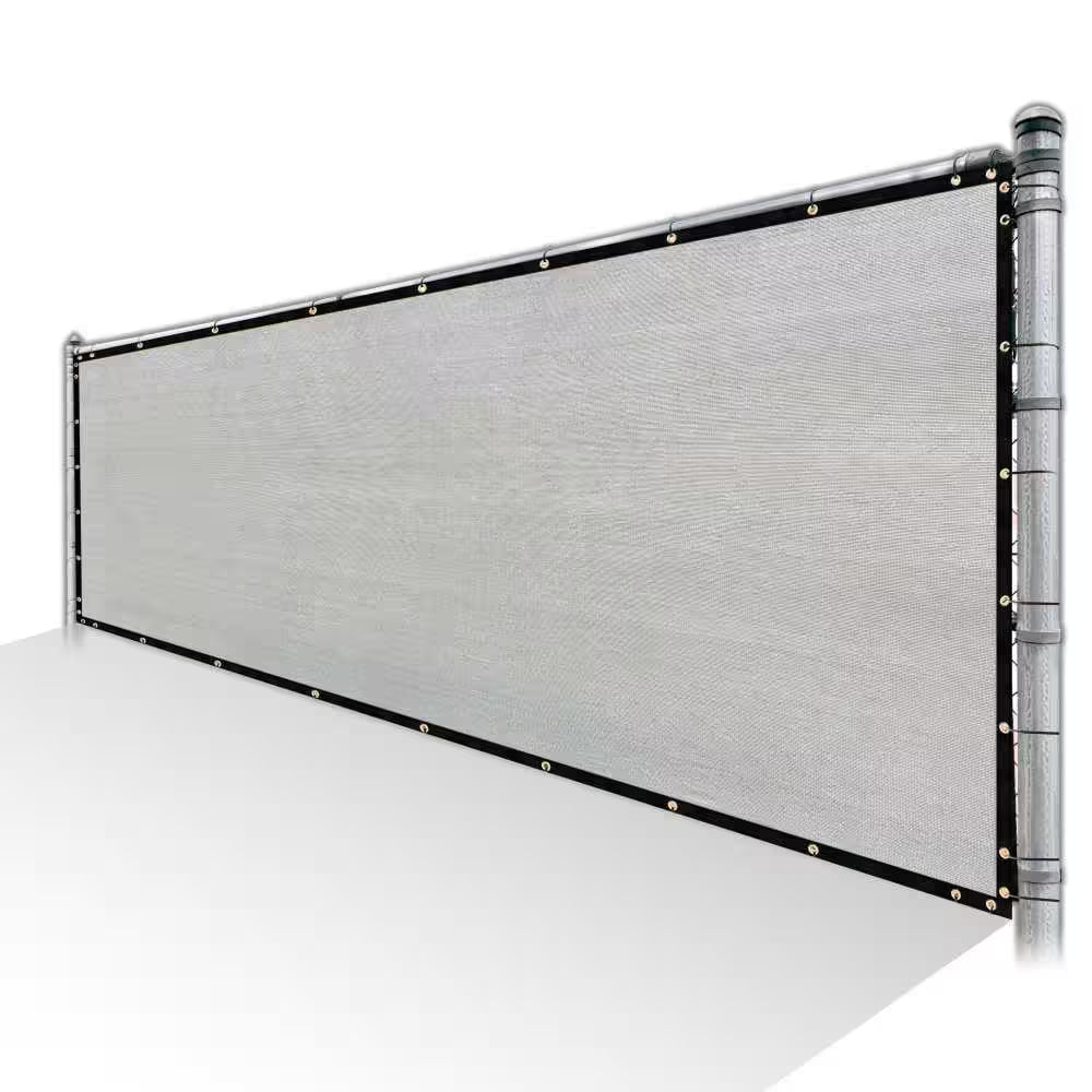 6 Ft. X 25 Ft. Grey Privacy Fence Screen Mesh Fabric Cover Windscreen with Reinforced Grommets for Garden Fence