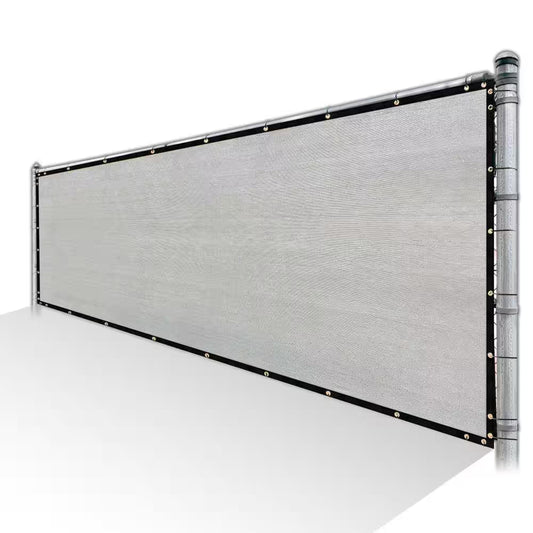 6 Ft. X 25 Ft. Grey Privacy Fence Screen Mesh Fabric Cover Windscreen with Reinforced Grommets for Garden Fence