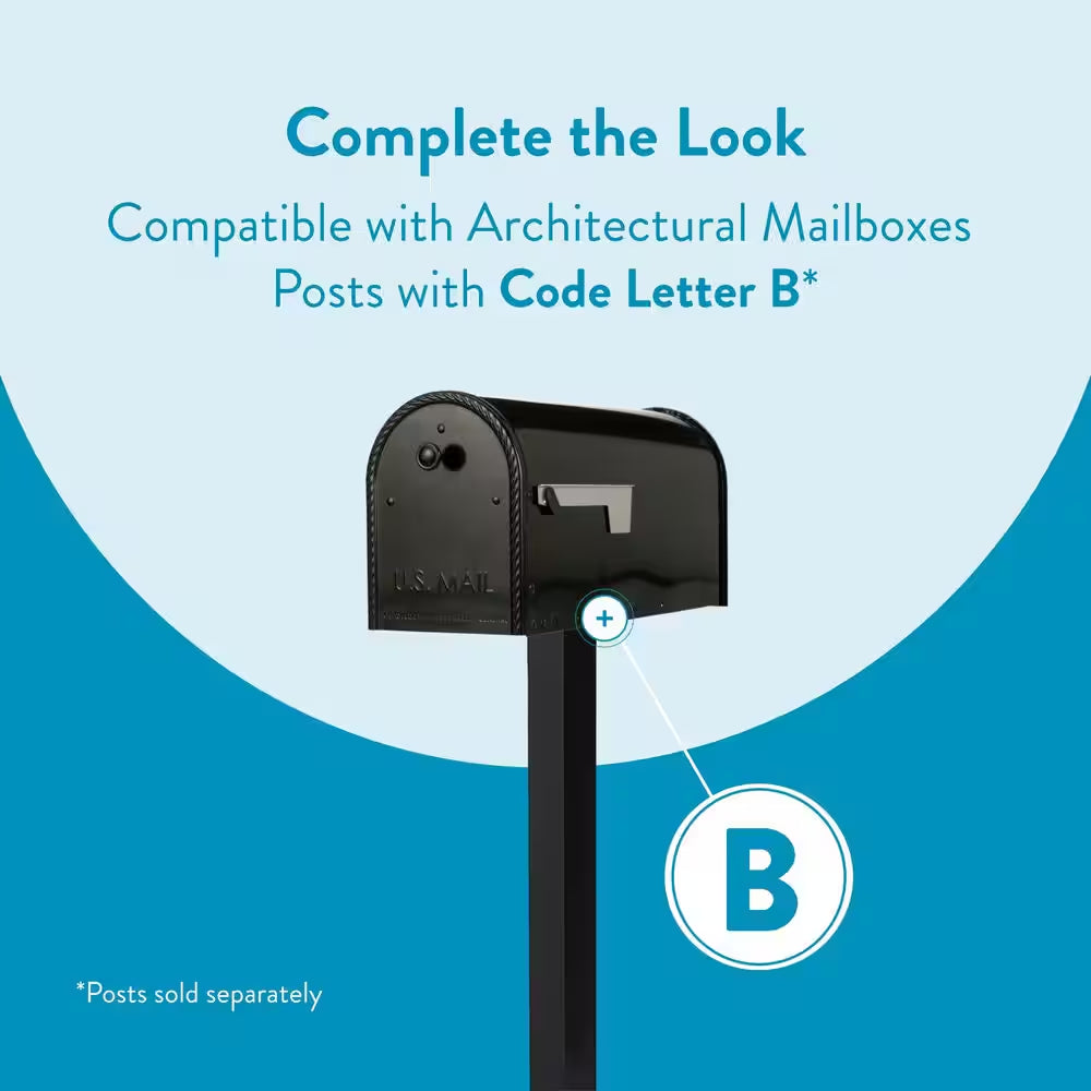 Edwards Black, Large, Steel, Post Mount Mailbox