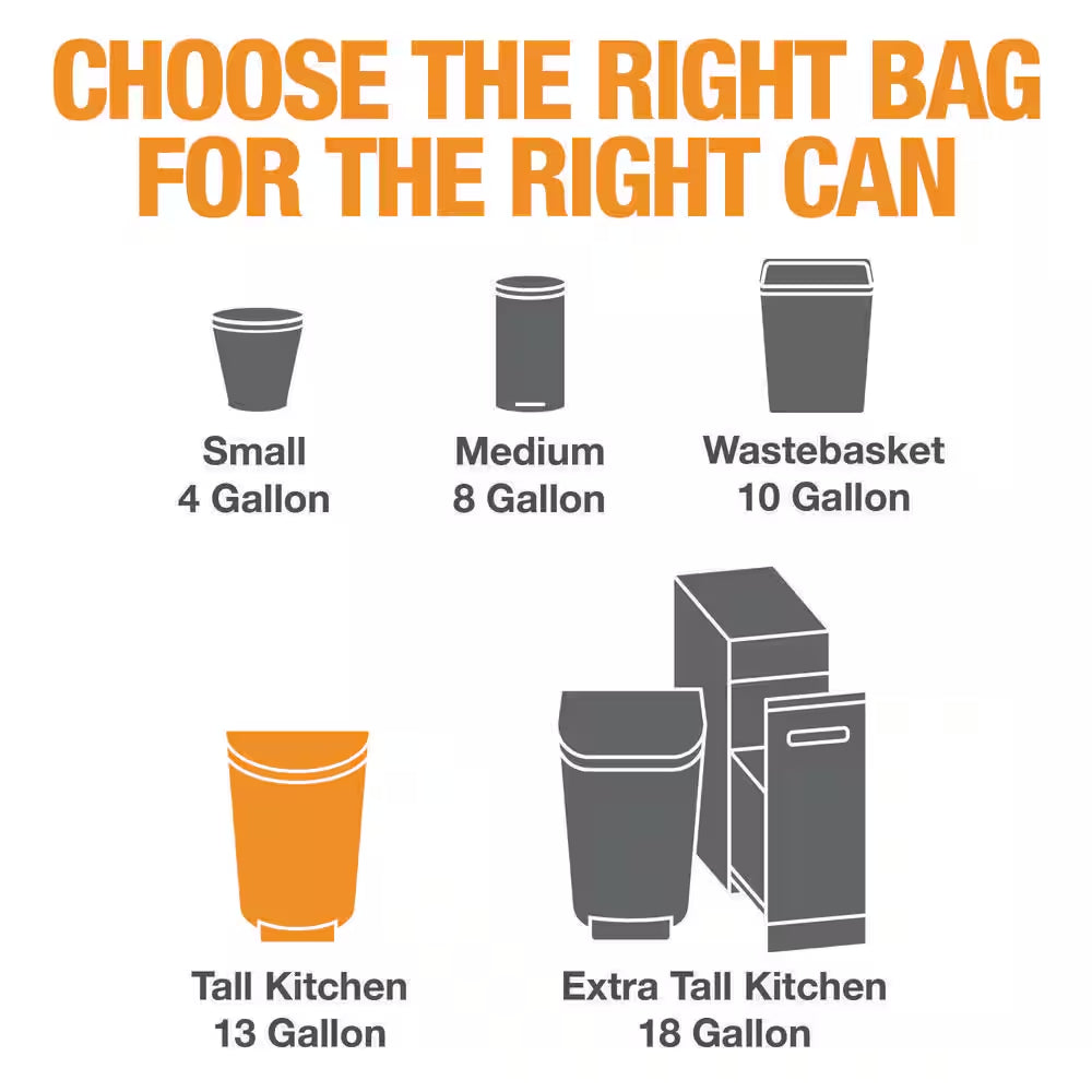 13 Gallon Reinforced Top Drawstring Fresh Scented Tall Kitchen Trash Bags with 20% PCR (200-Count)