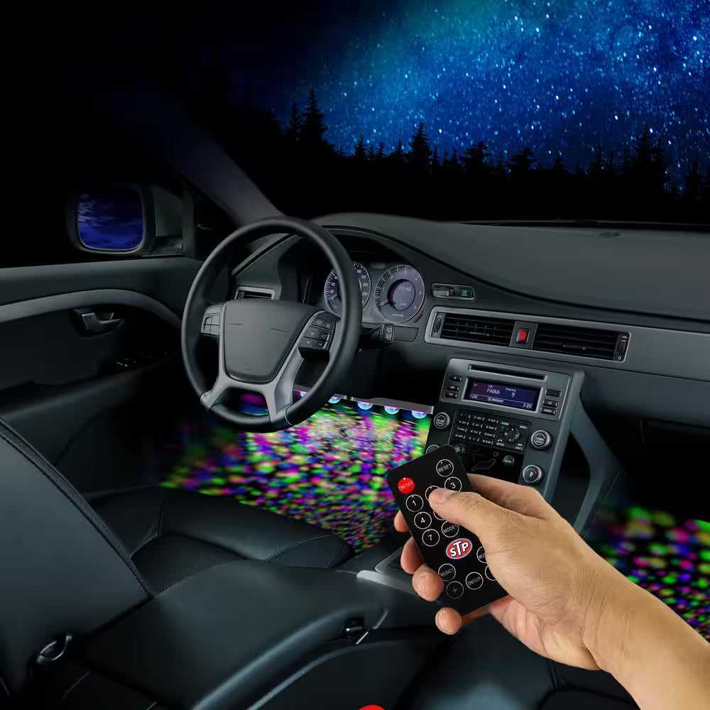 Multi-Color Car Interior LED Starlight Kit, Customizable, Sound-Reactive (4-Pack)
