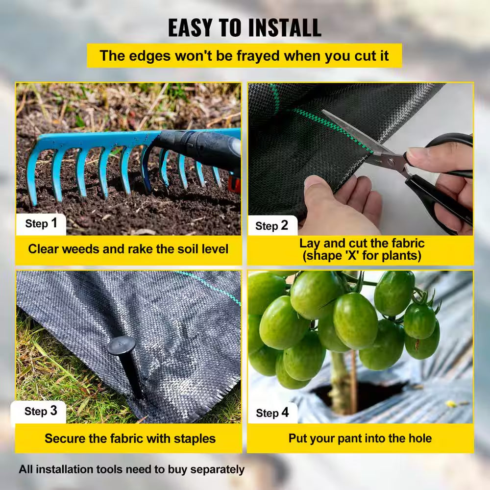 Weed Barrier Fabric Heavy Duty 3 Ft.X300Ft. Woven Weed Blocker Gardening Mat 3.2OZ Garden Geotextile Weed Control Fabric