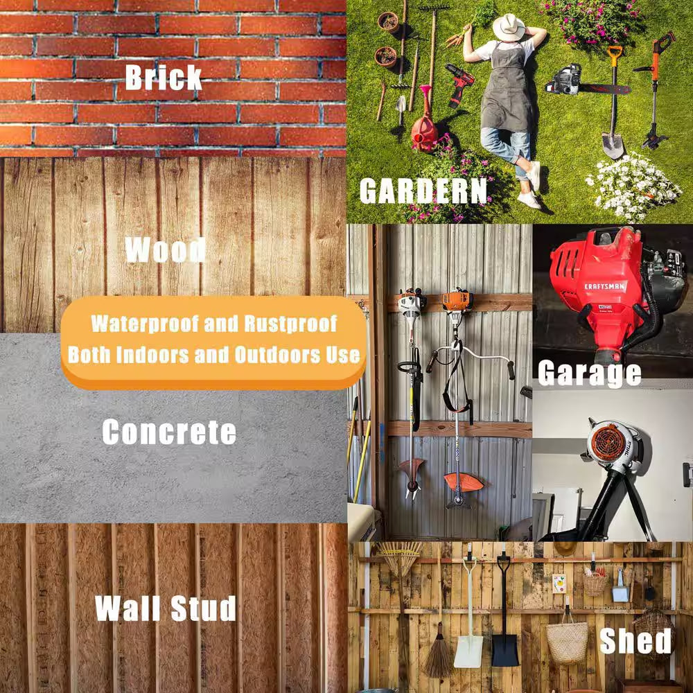 Garden Power Tool Hanger-4 Pack Heavy Duty Shed Hooks for String Trimmer, Weedeater, Tool Storage