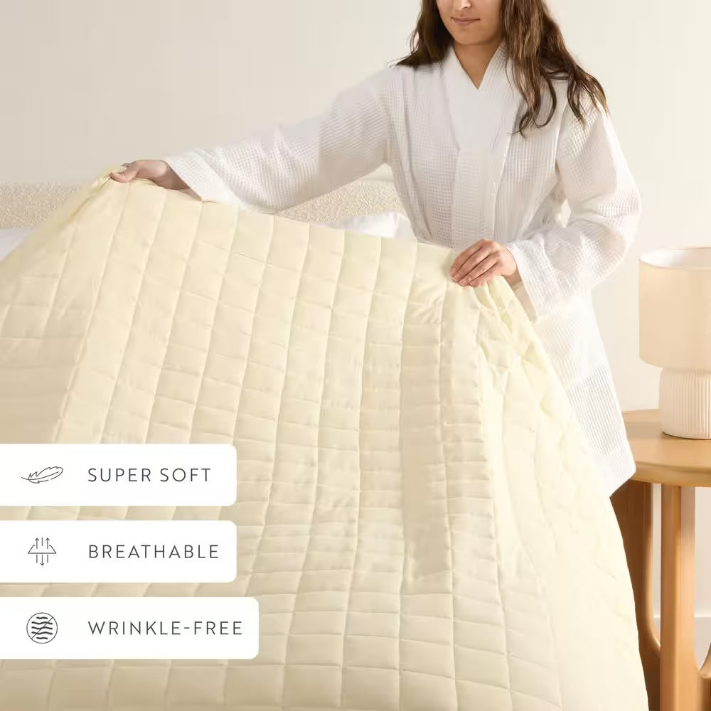 Square Yellow Queen Performance Quilted Coverlet Set