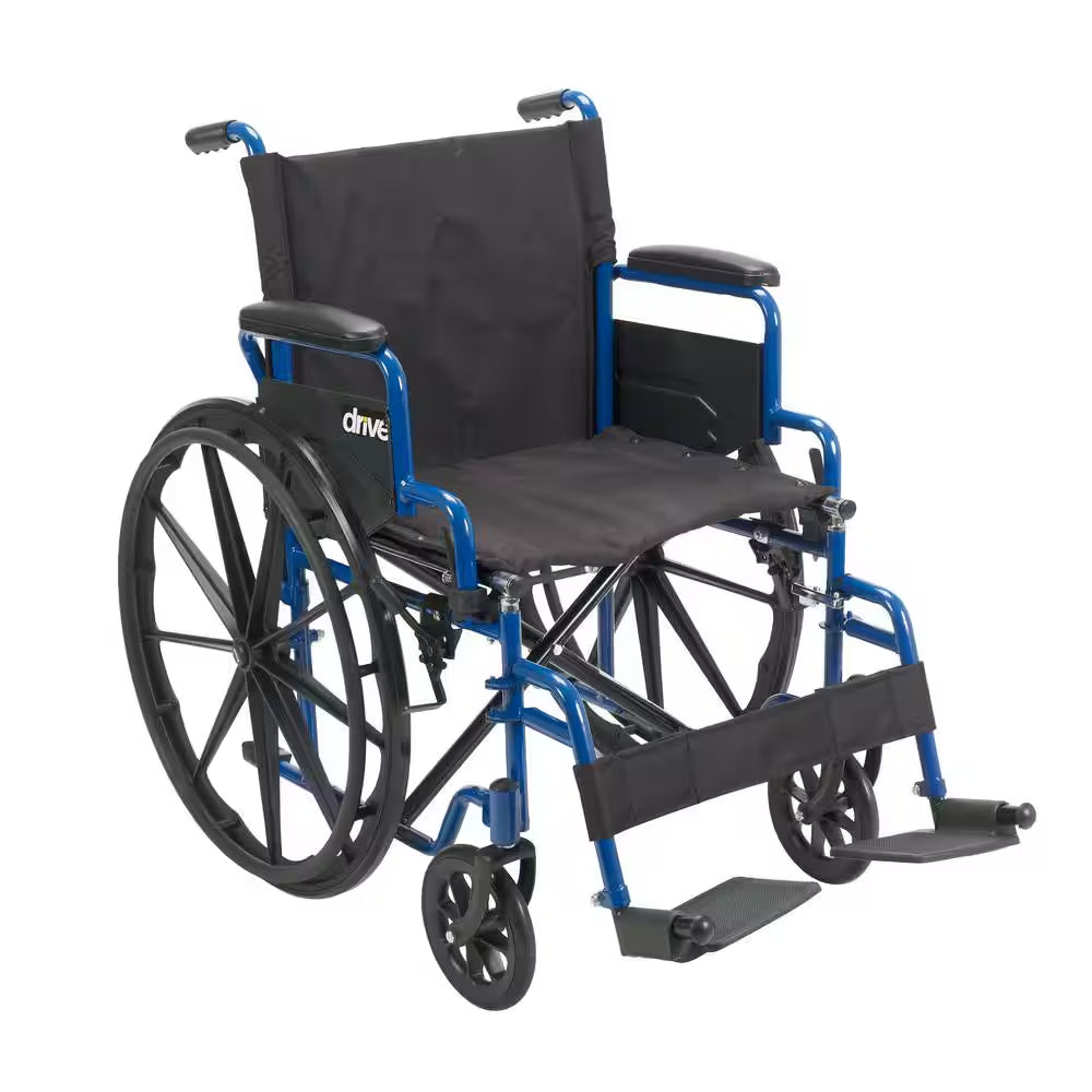 Blue Streak Wheelchair with Flip Back Desk Arms, 20 In. Seat and Swing-Away Footrests