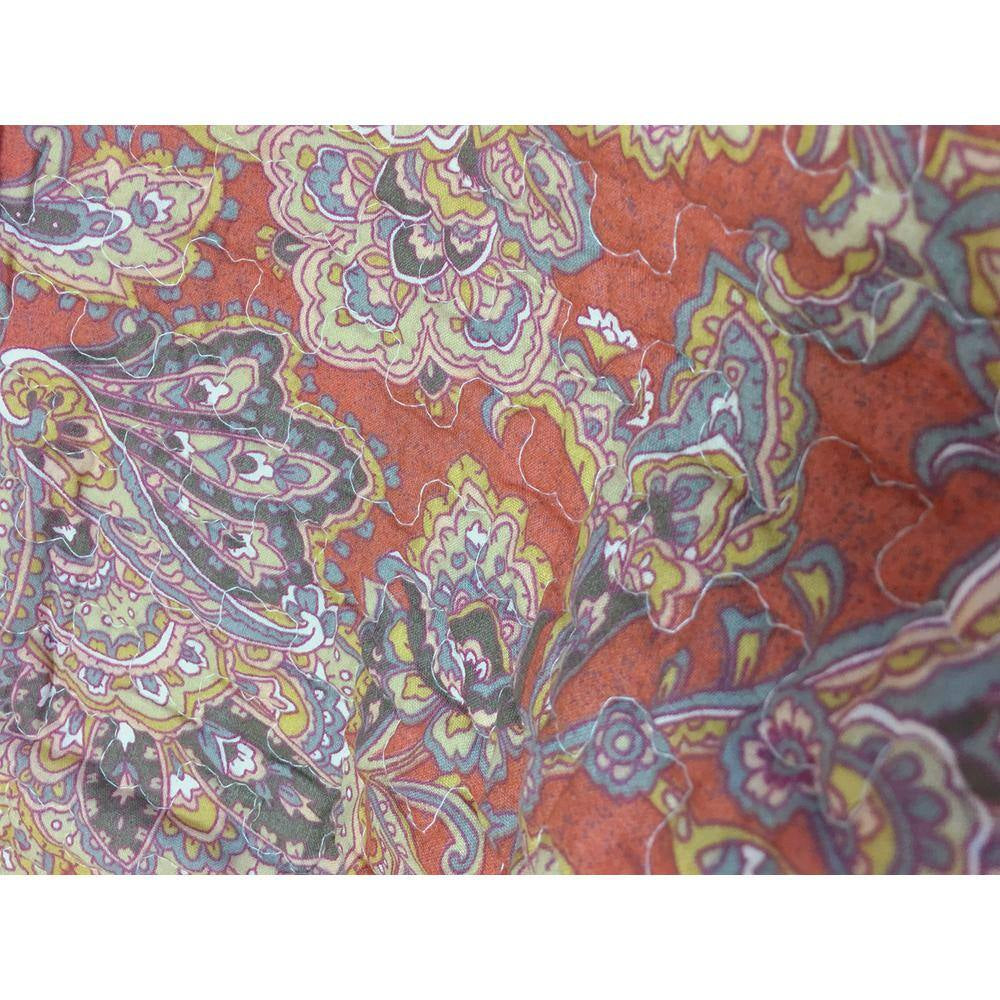 Vintage Rustic Bronze Country Paisley Fall Floral 3-Piece Copper Gray Red Orange Beige Cotton King Quilt Bedding Set