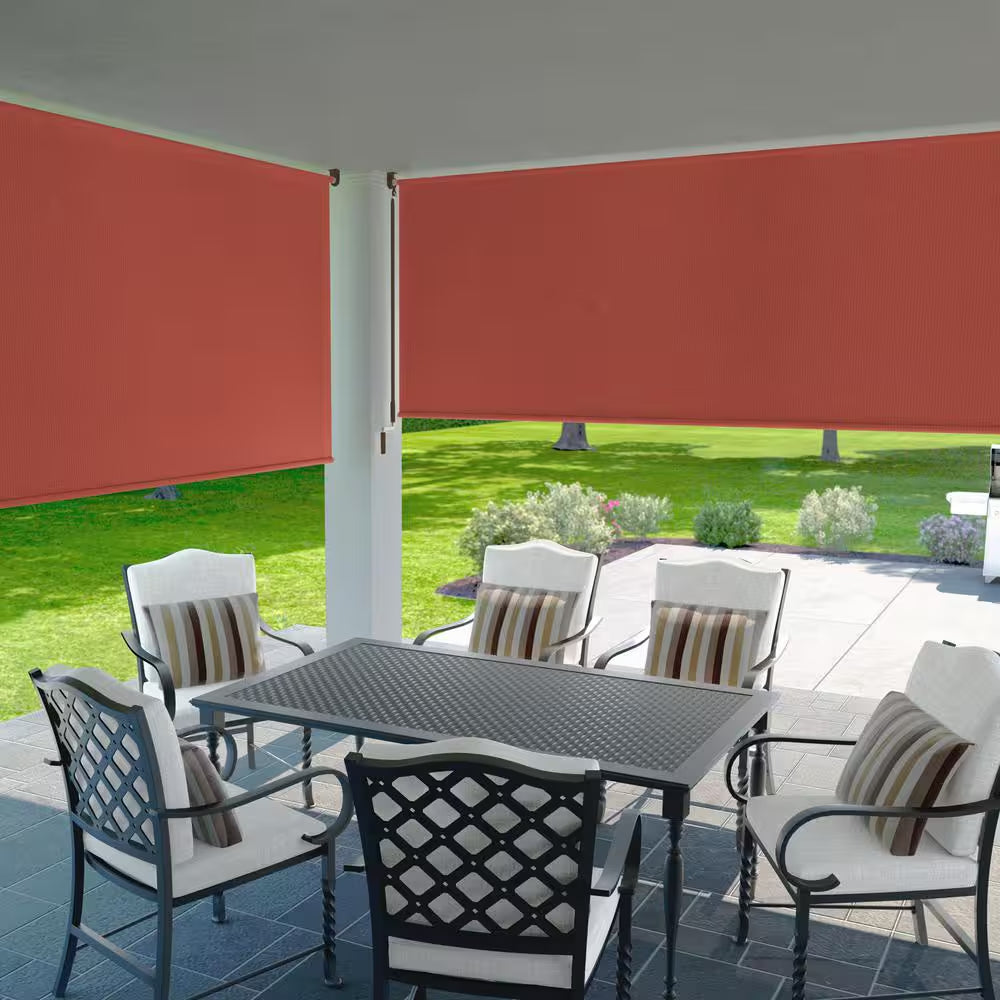 Terracotta UV Blocking Fade Resistant Fabric Exterior Roller Shade 96 In. W X 72 In. L