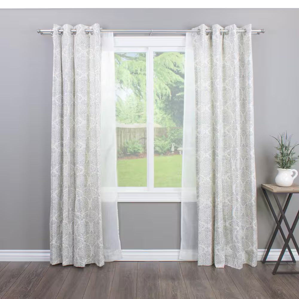 Urn 72 In. - 144 In. Adjustable Double Curtain Rod 1 In. in Antique Silver with Finial