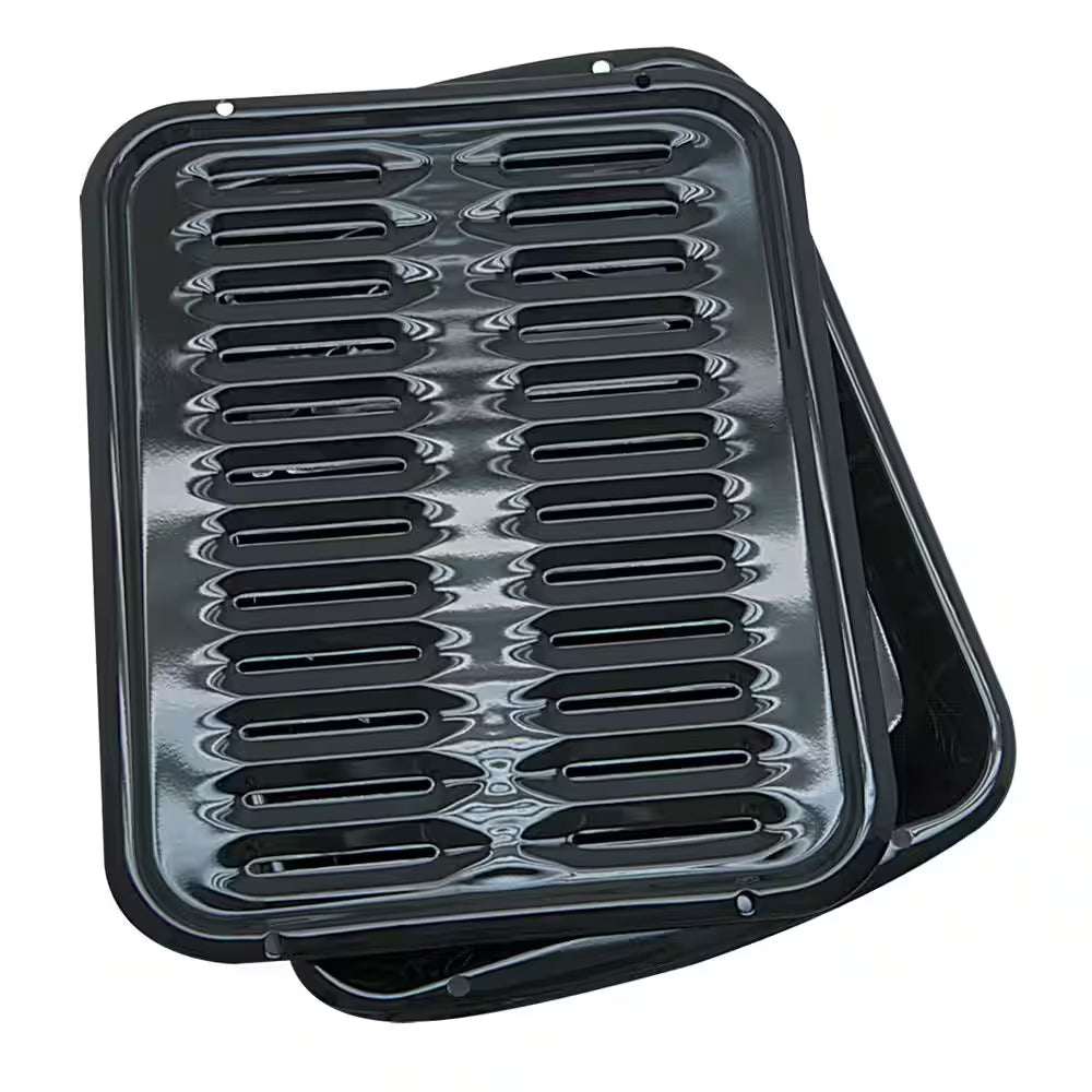 2-Piece Porcelain Broiler Pan in Black