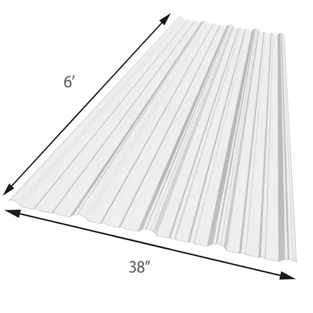 38 In. X 6 Ft. 9" Corrugated Polycarbonate Roof Panel in White Opal
