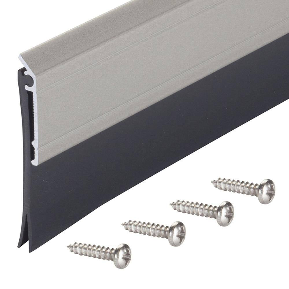 36 In. Satin Nickel Aluminum and Vinyl Heavy-Duty Screw-On Door Sweep