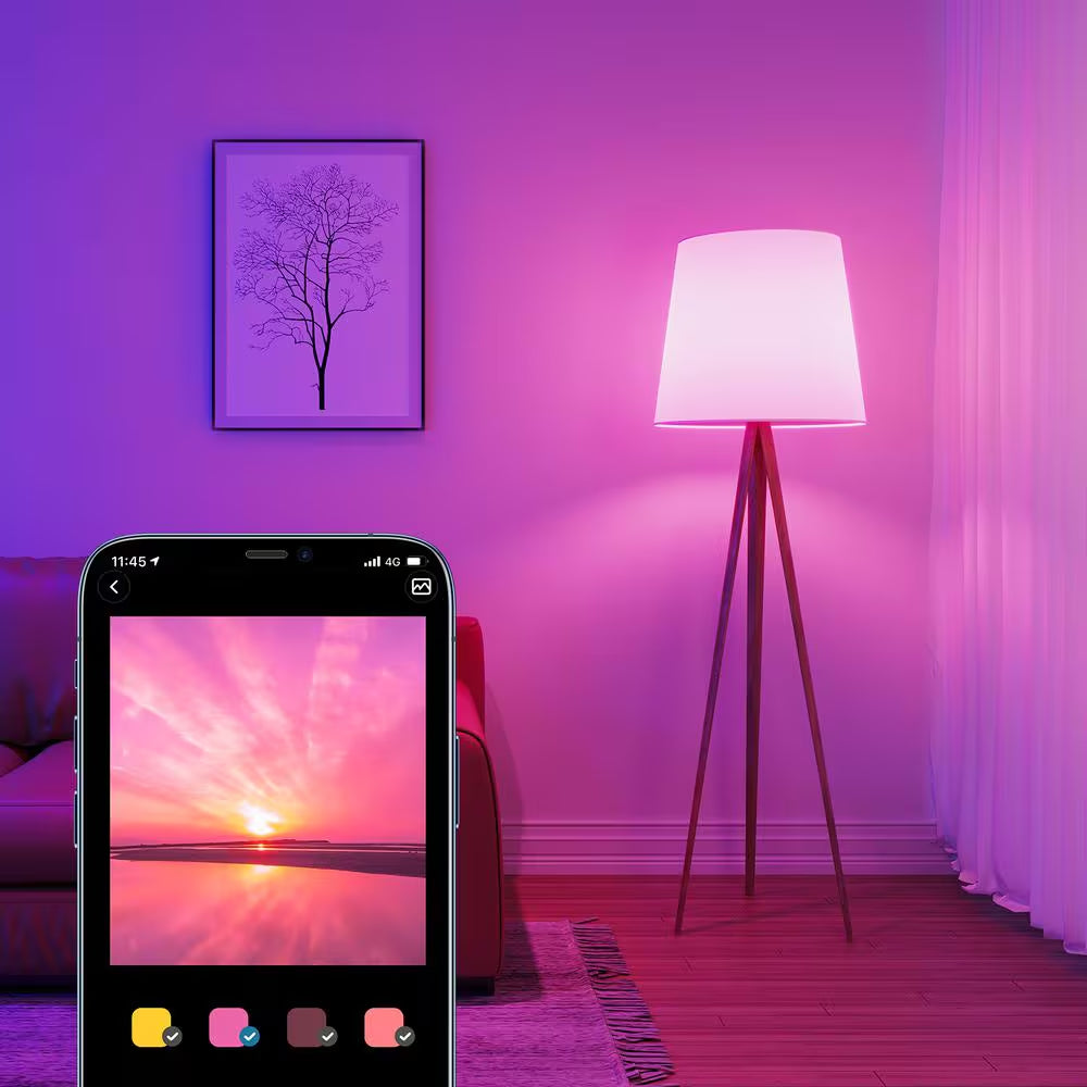 4-Packs 9-Watt 800 Lumens A19 Shape E26 Base 2700-6500K RGBWW Smart LED Bulb