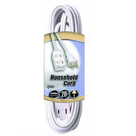 20 Ft. 16/2 SPT-2 Multi-Outlet (3) Indoor Light-Duty Extension Cord with Safety Covered Cube Power Tap