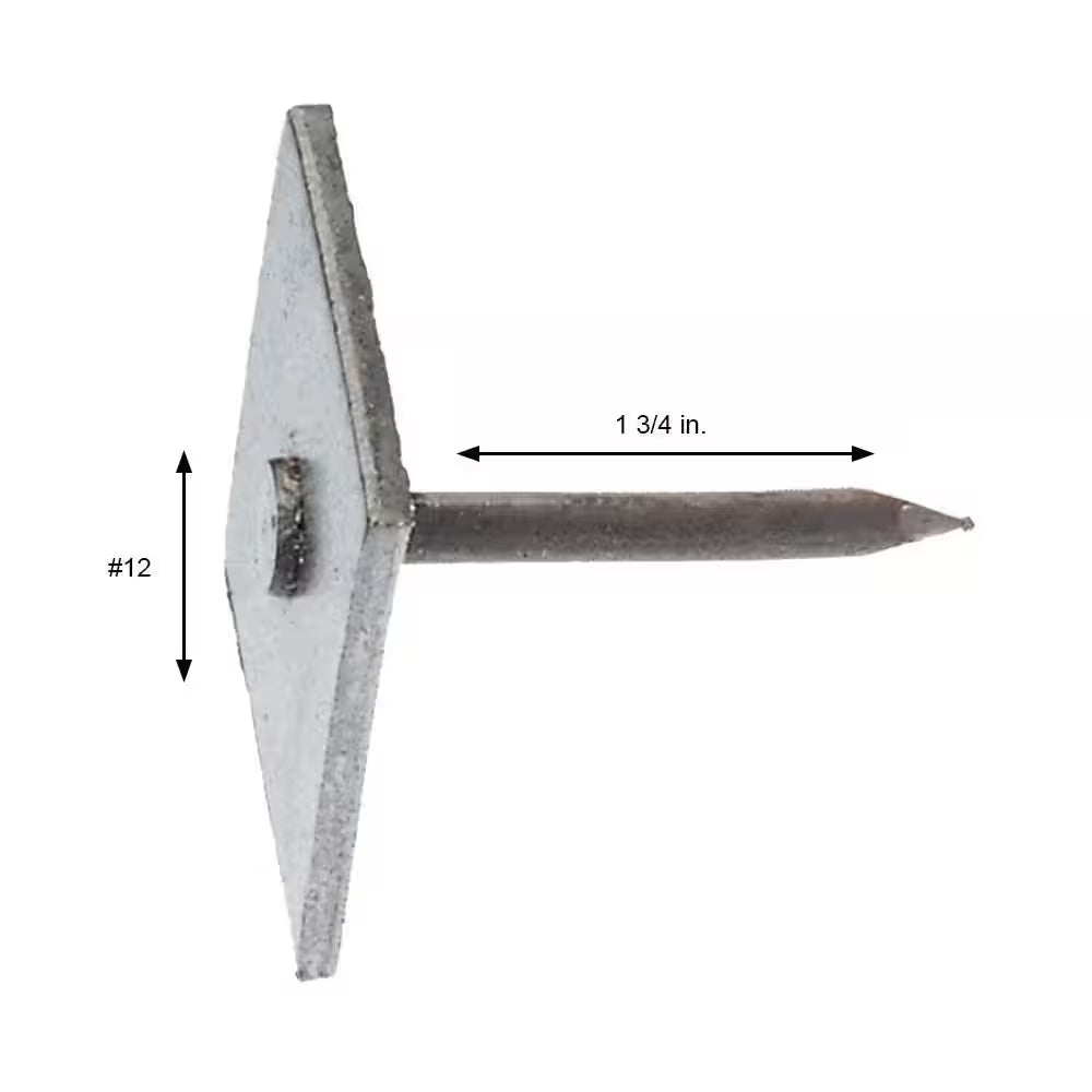 1-3/4 In. X 12-Gauge Bright Steel Metal Square Cap Roofing Nails 3 Lb. Box