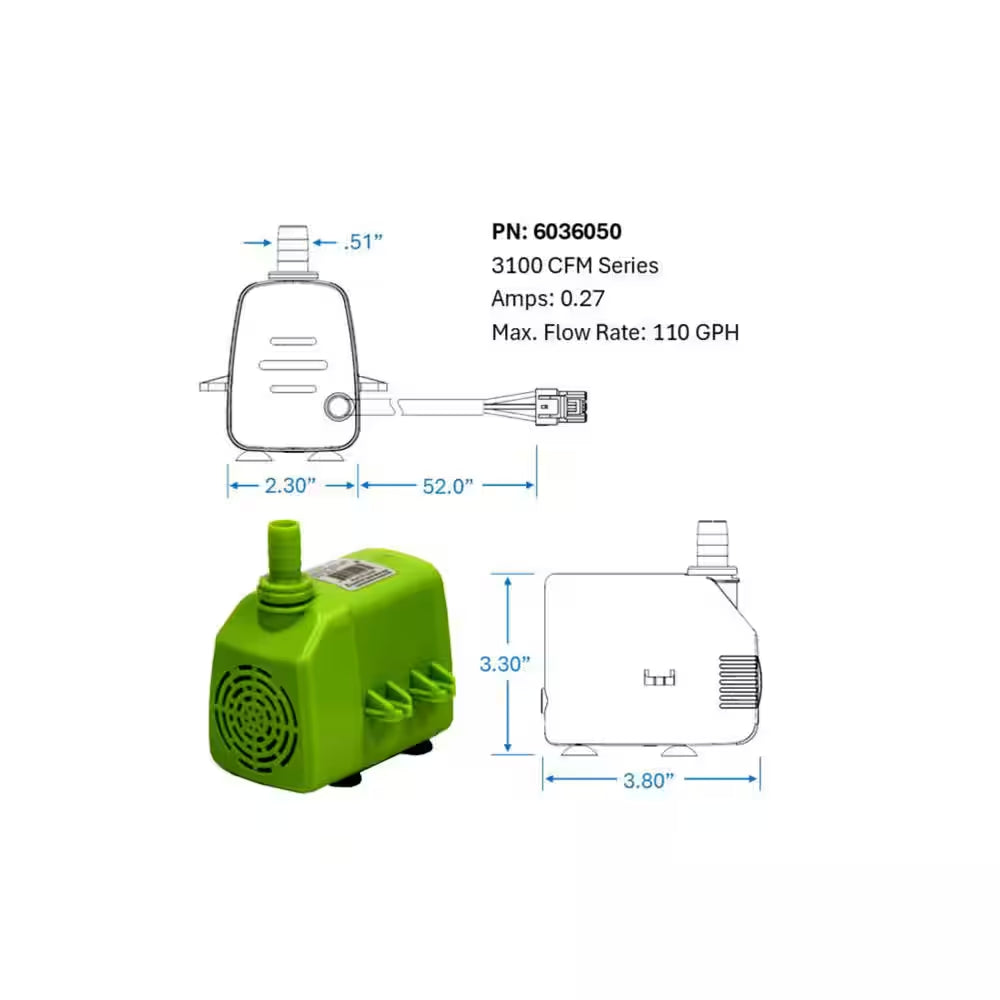 Submersible Water Pump Replacement for 3,100 CFM Evaporative Coolers