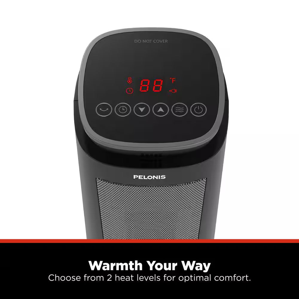 1500-Watt 23 In. Digital Tower Indoor Ceramic Heater Quiet Operation W/ Safety Overheat Protection and Fan Mode in Black