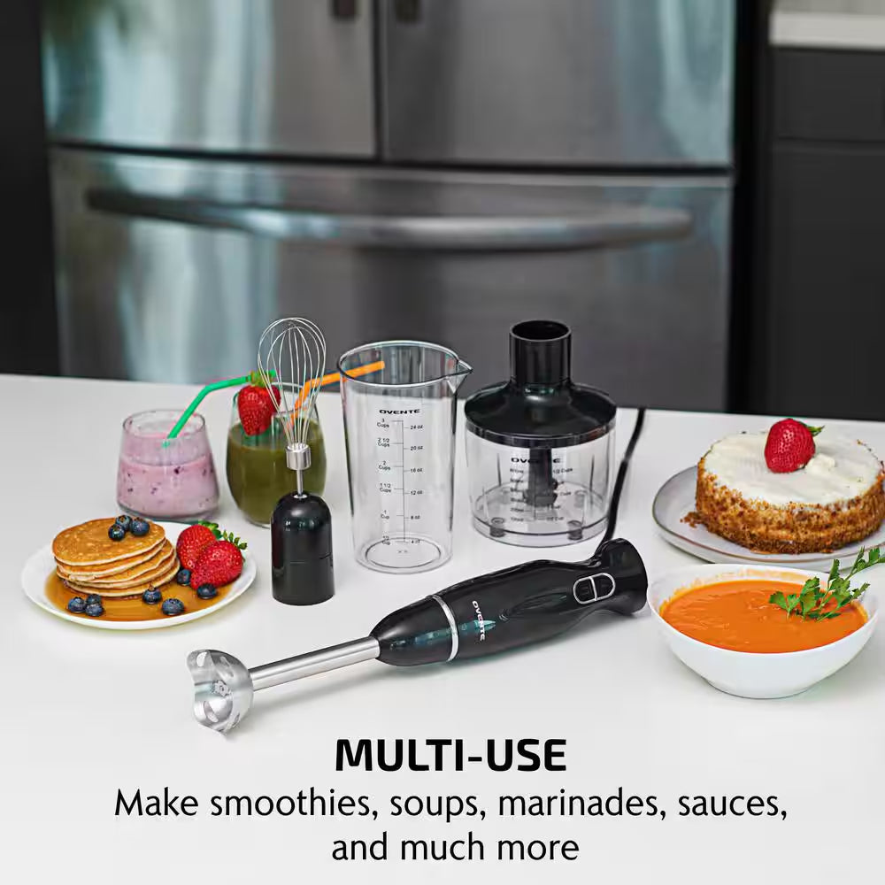 Ultra-Stick 2-Speed Black Hand Immersion Blender Set with Whisk+Beaker+Chopper