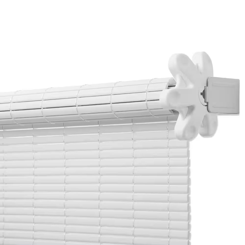White Wheel-Operated Light Filtering PVC Exterior Shade 96 In. W X 72 In. L