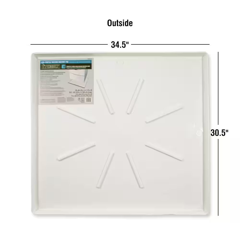 29 In. X 33 In. Low Profile Washing Machine Drain Pan in White