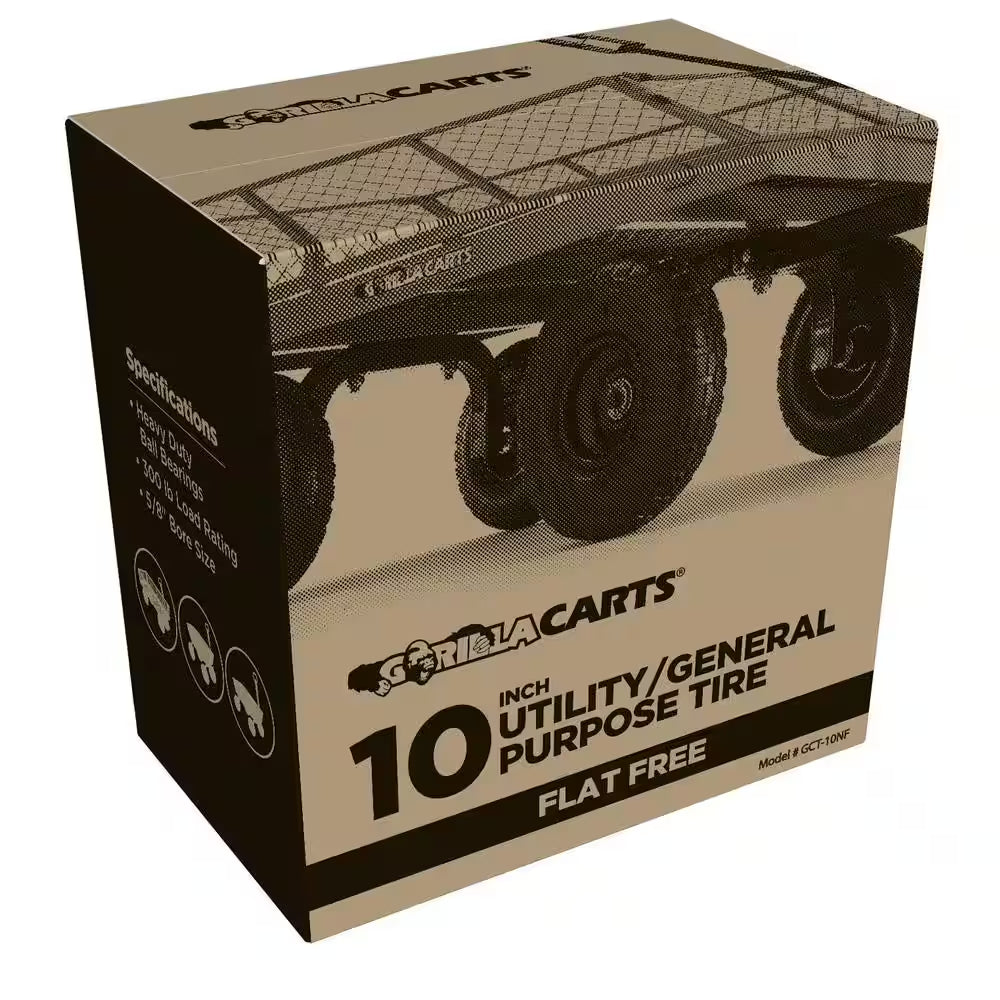 10 In. No Flat Replacement Tire for  Carts (2-Pack)