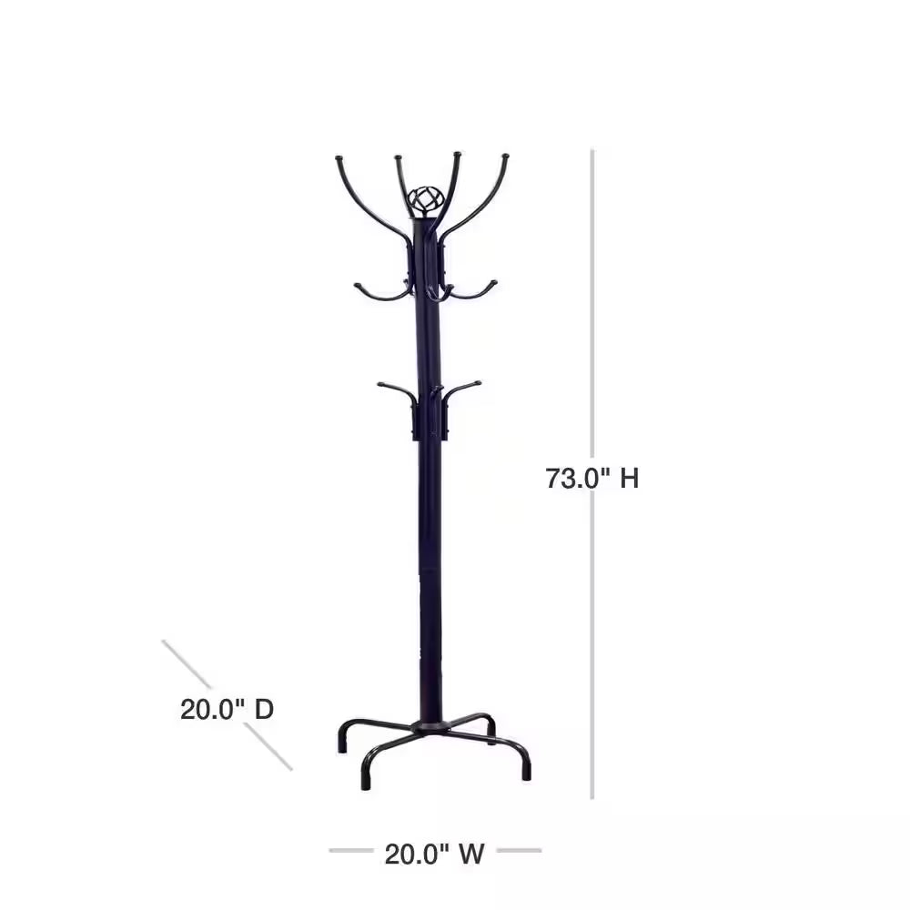 Black 8-Hook Coat Rack