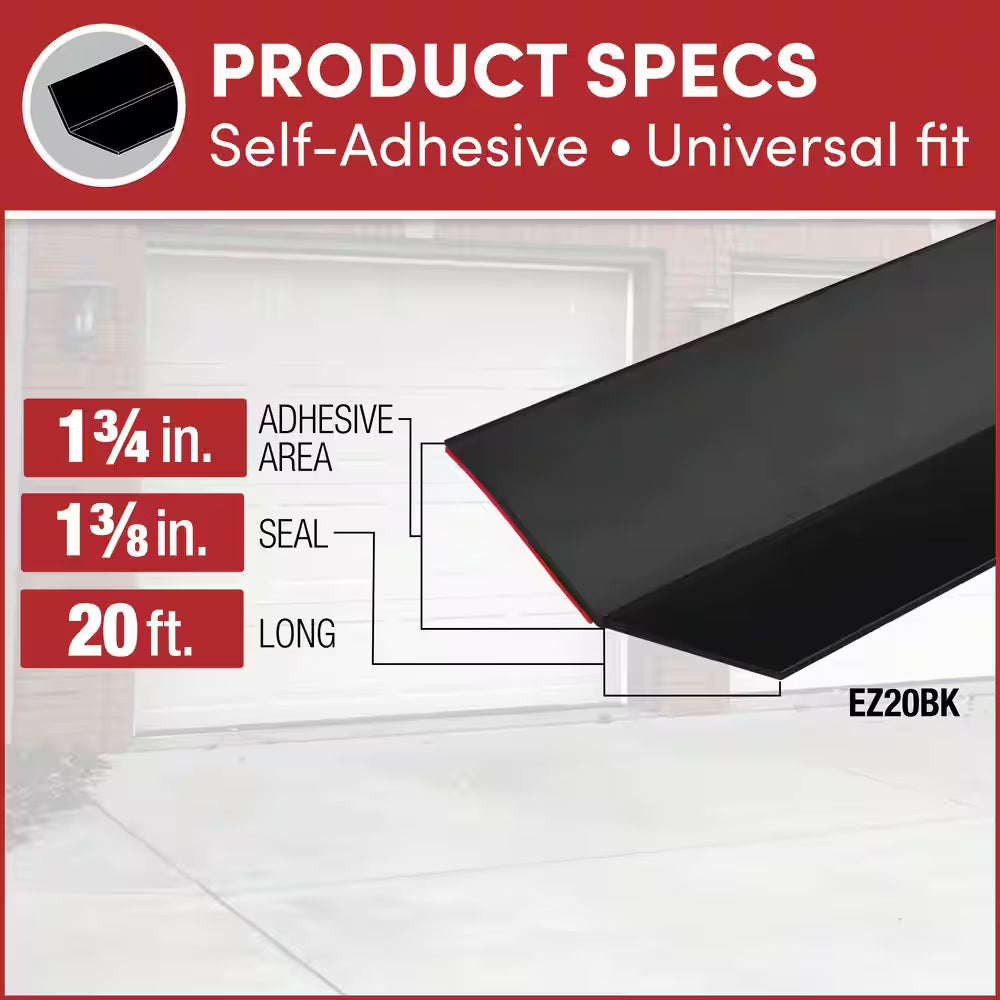 3 1/8 In. X 20 Ft. Self-Stick Garage Door Sweep Black