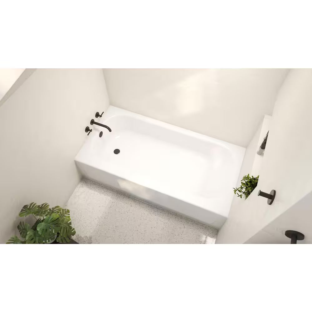 Aloha 60 In. X 30 In. Alcove Soaking Bathtub with Left Drain in White