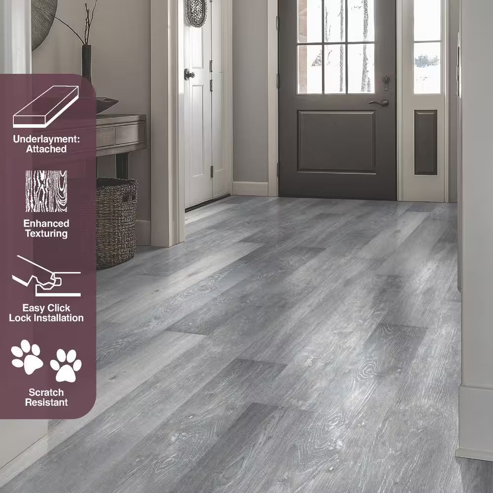 Lake Annette Oak 12 MIL X 7 In. W X 48 In. L Click Lock Waterproof Luxury Vinyl Plank Flooring (23.8 Sq. Ft. / Case)