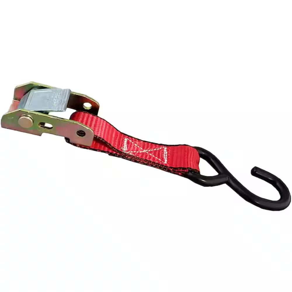 1 In. X 15 Ft. Cam Buckle Tie-Down Strap with 1500 Lbs. S-Hook Design