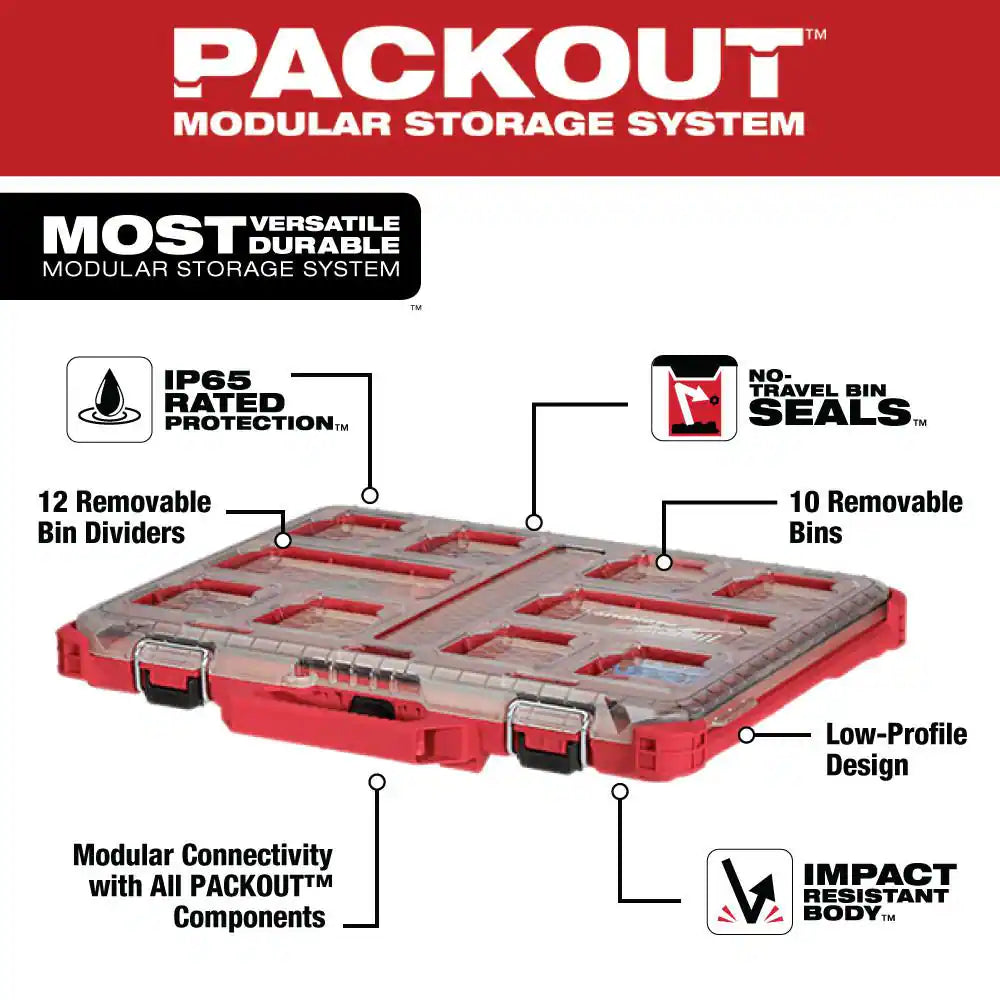 PACKOUT 11-Compartment Low-Profile Impact Resistant Portable Small Parts Organizer