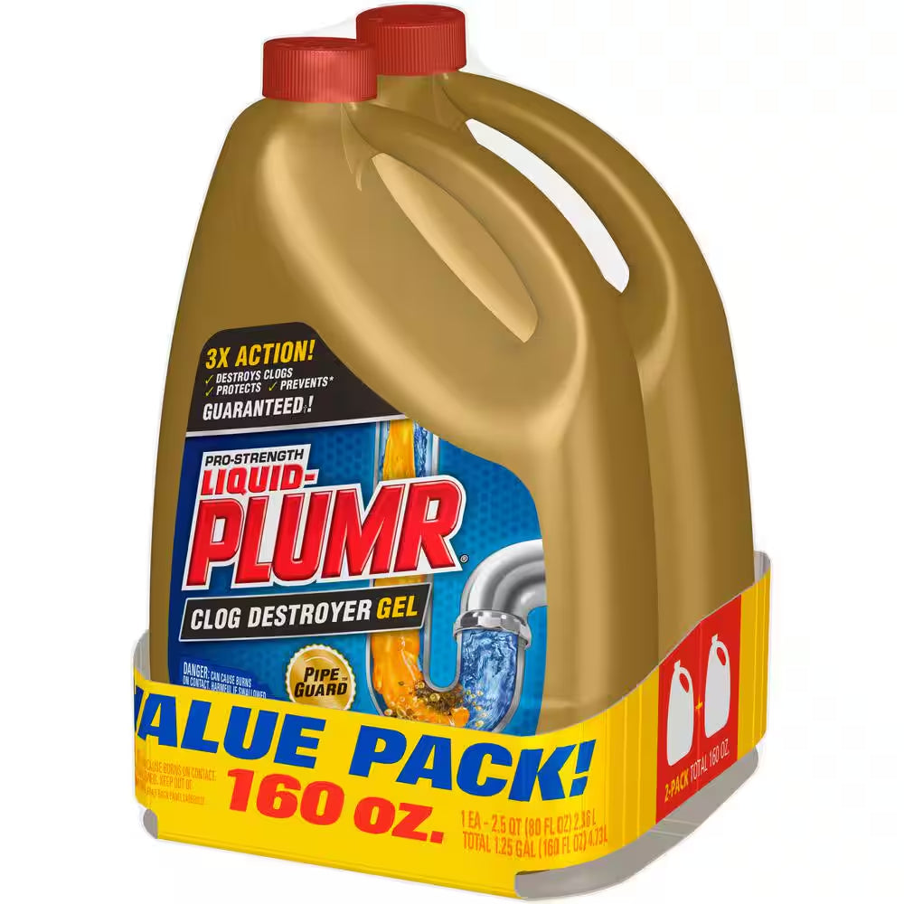 80 Oz. Pro Strength Full Clog Destroyer and Drain Cleaner plus Pipeguard (2-Pack)
