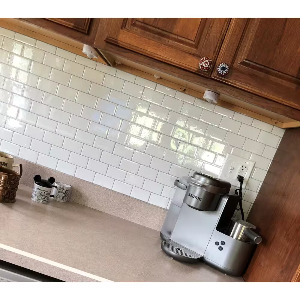 12 In. X 12 In. Peel and Stick Vinyl Subway Backsplash Tile in White (10-Pack)