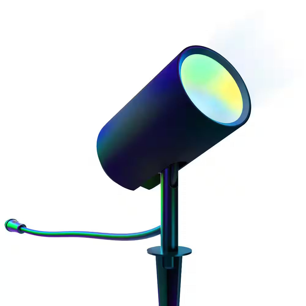 Low Voltage 1600 Lumens Black RGB Integrated LED Smart Wi-Fi Landscape Spotlight, Works W/ Alexa/Hey Google/Homekit/Siri