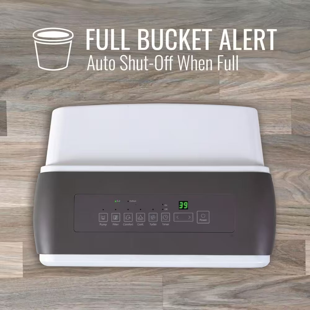 22 Pt. 1,500 Sq. Ft. Portable Dehumidifier for Large Rooms in White with Auto-Shutoff and Timer